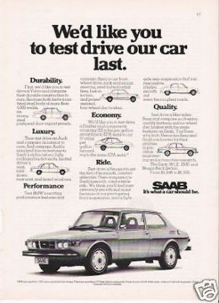 1975 Saab 99 Le,  Ems & Wagonback Sedan Vintage Ad