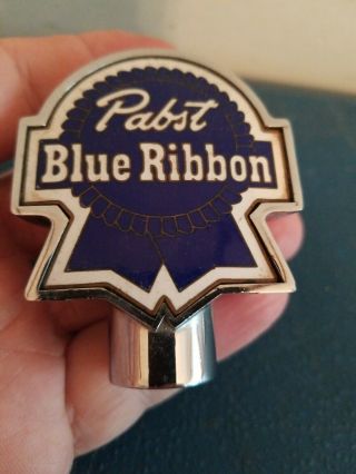 (vtg) 1930s Pabst Blue Ribbon Beer Ball Knob Chrome Tap Handle Wis Rare