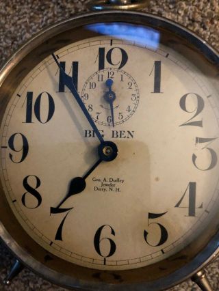 Vintage Westclox Big Ben Alarm Clock Table Top Silver Colored 30 