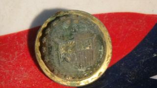 Dug Civil War York State Seal Coat Button With Intact Thread