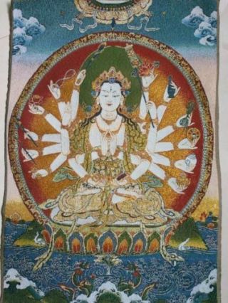 36 " Tibetan Silk Buddha Statue Of Nepal Thangka Embroidery Thousand - Hand Kwan - Yin