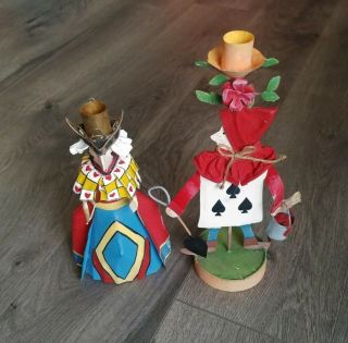 Silvestri Queen Of Hearts Card Candlestick Holder Set 2 Alice In Wonderland