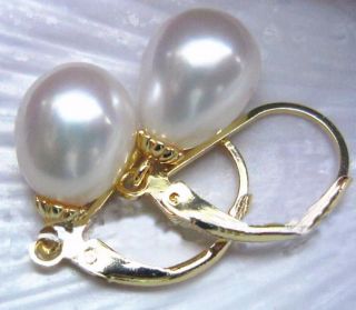 Charming Aaa 10 - 12mm Real Natural South Sea White Baroque Pearl Earring 14k Gold