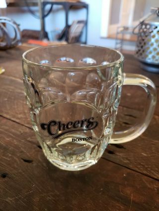 Vintage Beer Mug “cheers Boston” Dimpled Glass