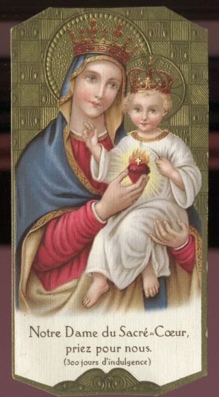Antique Holy Card Goldprint Of St Mary And Jesus