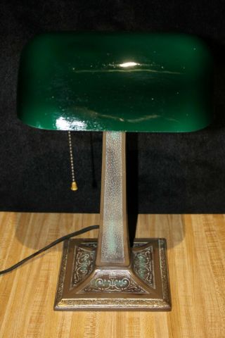 Vintage Aladdin Desk Lamp W/green Glass Shade By Former Banker Or Lawyer