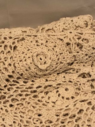 Hand Crochet Lace Coverlet Full Bed Cover Vintage and 2 Pillow 3