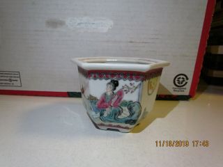 Vintage Chinese Footed Porcelain Figural Jardiniere Planter Bonsai Pot Signed