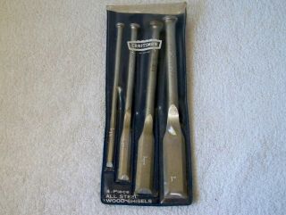 Vintage =craftsman= No.  9 - 36838 Wf Series 4 Piece All Steel Wood Chisels Made Usa