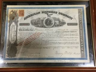 The American Express Company - Stock Certificate Signed 05/28/1866