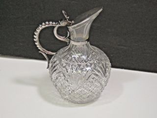 Victorian Cut Glass And Silverplate Ewer Pitcher Jug
