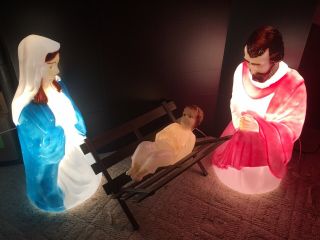 Vintage Empire Christmas Blow Mold 4 Pc Set Nativity Mary Joseph Baby Jesus