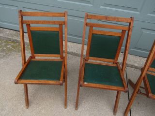 Vintage RARE 2 - Pair Wood Folding Chairs 4 Total - Rare Chairs With Cushions 2