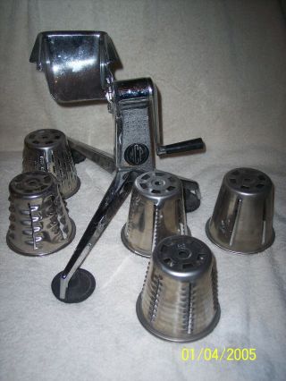 Vintage Saladmaster Food Processor With 5 Cones,  Marked Mcp,  " Neat "