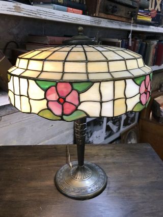 Antique Leaded Glass Lamp By Lamb Brothers