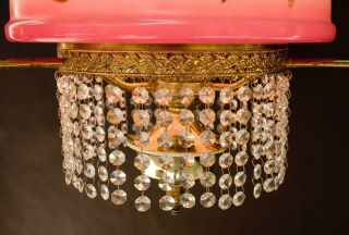 VINTAGE GWTW STYLE HANGING CHANDELIER ROSES PINK SHADE CEILING LIGHT FIXTURE 3