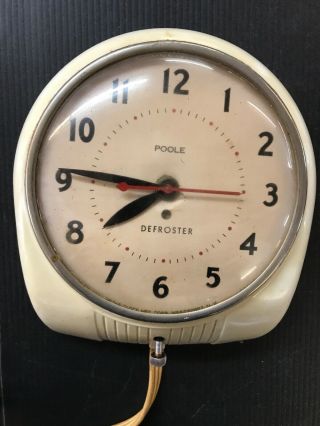 Antique Poole Kitchen Electric Wall Mounted Clock Retro 1950s Defroster Deco E90