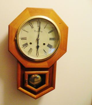 Vintage Montgomery Ward 30 Day Wall Clock With Key School