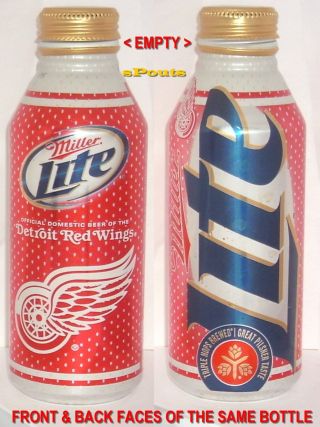 2012 Detroit Red Wings Nhl Ice Hockey Sport Aluminum Beer Bottle - Can Miller Lite