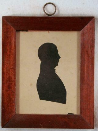 19th Century Antique Victorian Cut Silhouette Portrait Miniature Man 