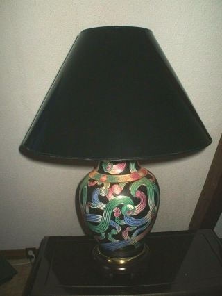 Vintage Frederick Cooper Chicago Ginger Jar Modernist Hand Painted Lamp W/ Shade
