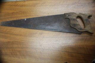 Vintage Disston Hand Saw 26 " Blade Wood Handle Rustic Rusty Aged Decor Primitive