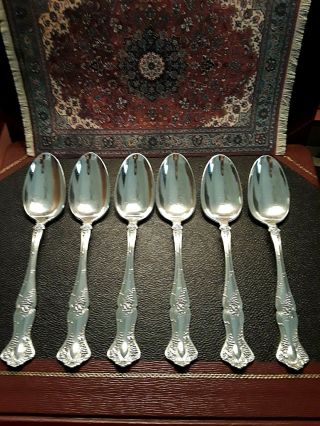 Set Of 6 Antique 1847 Rogers Bros.  Vintage Grape,  Oval Soup Spoons 7 1/4 "