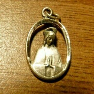 Virgin Mary,  Sacred Heart Of Jesus Sterling Silver Catholic Medal
