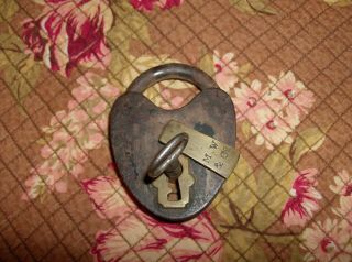 Antique Iron M W & Co And Brass Lock With Key Smokehouse Lock