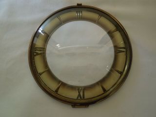 Vintage Anker Mantel Clock Dial With Brass Bezel & Convex Glass Lens 7 1/4 " Dia.