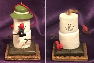 Two Smores Ornaments Both “bird Watchers” Smores W/cardinals - Midwest Cf