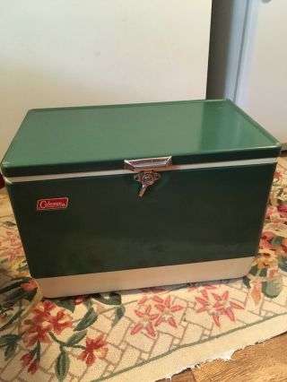 1974 Vintage Coleman Green Metal Cooler 22x13x16 Ice Chest