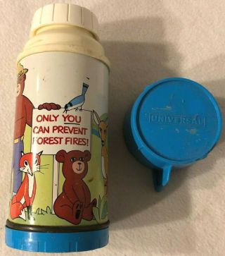 Vintage 1973 Smokey The Bear Thermos For Lunch Box By Universal - Very Rare