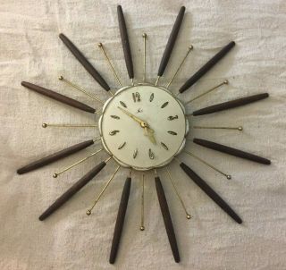 Vtg 60s Robert Shaw Lux Mid Century Modern Electric Clock Starburst Flower