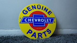 Vintage Chevrolet Chevy Porcelain Sign Gas Motor Oil Service Parts Dealership