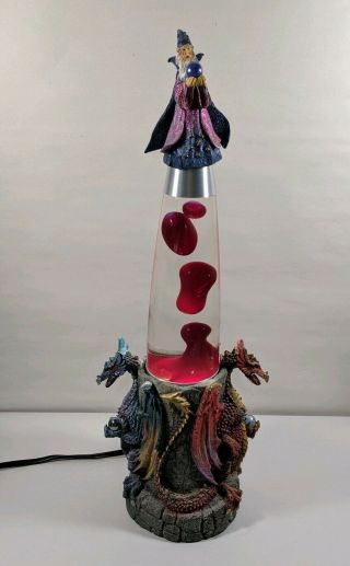 Vintage Fantasy Wizard Dragon Lava Lamp D&d Motion Mini Red Lava