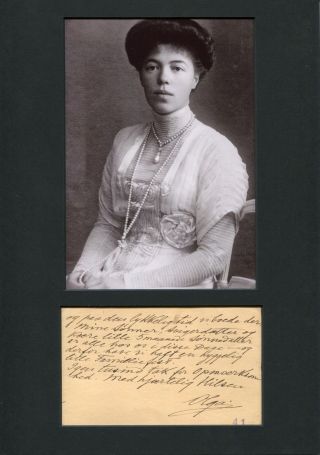 Grand Duchess Olga Alexandrovna Of Russia Autograph,  Handwritten Letter Signed &