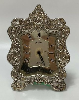 Sterling Silver Gorham Cyma Amic Swiss Alarm Clock 10 Jewels