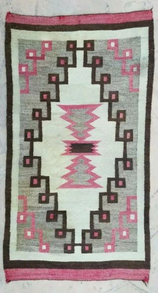 Antique Vintage Old Early 55 " Navajo Native American Indian Blanket Rug Dazzler