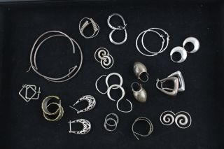 15 X Vintage.  925 Sterling Silver Hoop Earrings Inc Studio,  Greek Key Large 111g