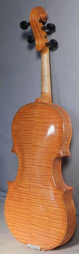 Vintage Folk Art Americana 4/4 Violin Fiddle Tiger Maple Inlaid Tail Piece