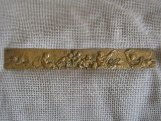 Rare 19th Century European Gilded Bronze Plaque Low Relief Musicians Angels