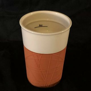 Starbucks 8 Oz Ceramic Travel Mug With Orange Rubber Grip No Lid 2013 Coffee Cup