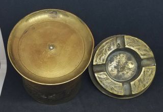 Antique Bronze copper brass Ashtray,  Goblet,  Bowl 3