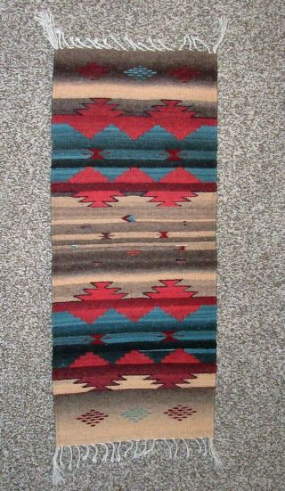Small 37x16 Vintage Southwestern Native American Style Blanket Rug Carpet Wool