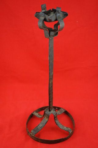 18th Century Colonial American Forged Iron 4 - Burner Betty Lamp Grease Whale Fat
