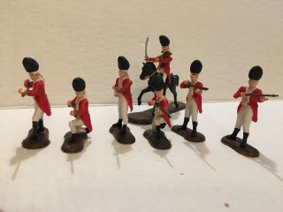 Vintage Men Of ‘76 Revolutionary British Officer On Horse,  5 Redcoats Regulars