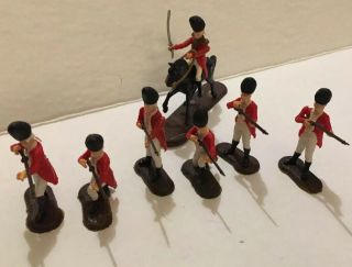 Vintage Men Of ‘76 Revolutionary British Officer On Horse,  5 Redcoats Regulars 3