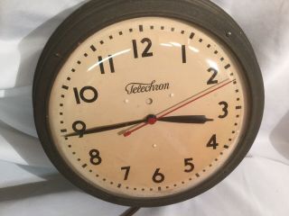 Vintage Telechron Electric Wall Clock School Commercial Shop Industrial Deco