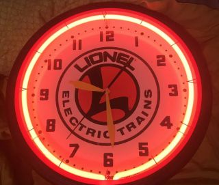 Vintage Lionel Trains Light Up Neon Clock - 20” Vintage Neon Clock